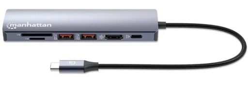 MANHATTAN DOCKING CONVERTER USB-C A USB-C (1)/ HDMI (1)/ USB-A (2)/ SD (1)/ MINISD (1) RJ45 GIGABIT (1) (153966)