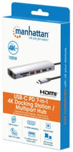 MANHATTAN DOCKING CONVERTER USB-C A USB-C (1)/ HDMI (1)/ USB-A (2)/ SD (1)/ MINISD (1) RJ45 GIGABIT (1) (153966)
