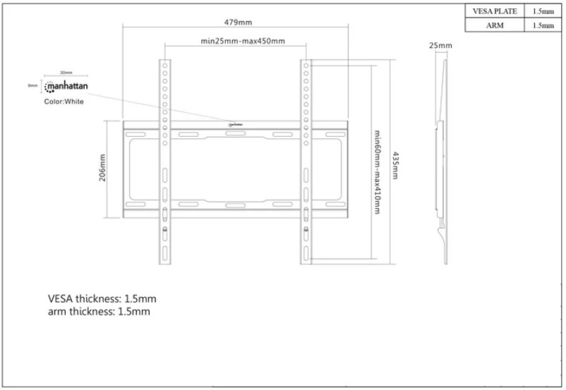 MANHATTAN MONTANTE FIJO TV LCD 32" A 55" 40KG (460934)