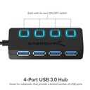 SARENT USB 3.0 7-PORT/ HUB+3 SMART CHARGING PORTS WITH POWER SWITCHES (HB-B7C3)